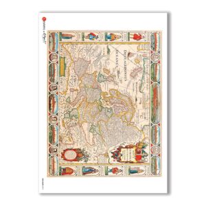 OLD-MAPS-0015. Papel de Arroz mapas antiguos para decoupage.