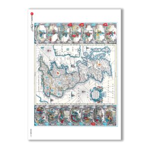 OLD-MAPS-0017. Papel de Arroz mapas antiguos para decoupage.