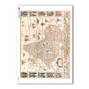 OLD-MAPS-0018. Papel de Arroz mapas antiguos para decoupage.