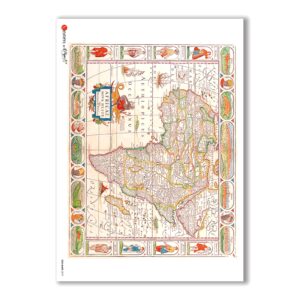 OLD-MAPS-0019. Papel de Arroz mapas antiguos para decoupage.