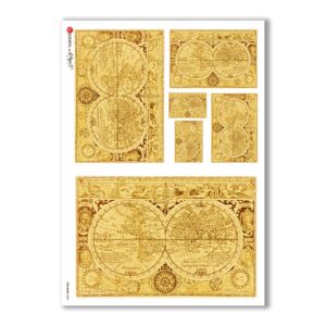 OLD-MAPS-0022. Papel de Arroz mapas antiguos para decoupage.