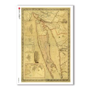 OLD-MAPS-0024. Papel de Arroz mapas antiguos para decoupage.