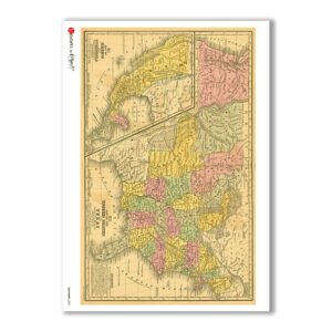 OLD-MAPS-0025. Papel de Arroz mapas antiguos para decoupage.
