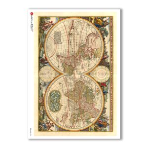 OLD-MAPS-0026. Papel de Arroz mapas antiguos para decoupage.