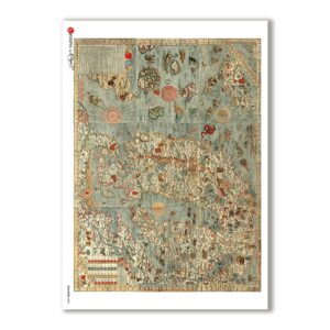 OLD-MAPS-0030. Papel de Arroz mapas antiguos para decoupage.
