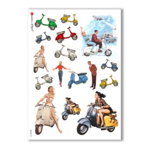 VEHICLES-0006. Papel de Arroz vehículos para decoupage.