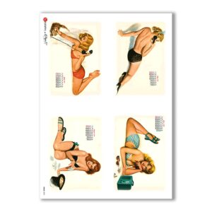 PINUP-0002. Papel de Arroz pin-up para decoupage.