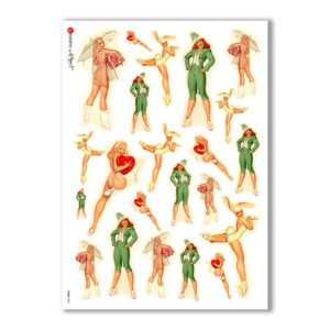 PINUP-0004. Papel de Arroz pin-up para decoupage.