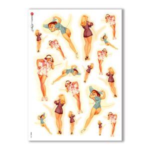 PINUP-0005. Papel de Arroz pin-up para decoupage.