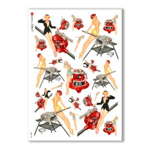 PINUP-0008. Papel de Arroz pin-up para decoupage.