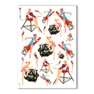 PINUP-0009. Papel de Arroz pin-up para decoupage.