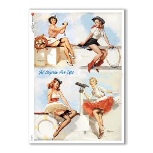 PINUP-0013. Papel de Arroz pin-up para decoupage.