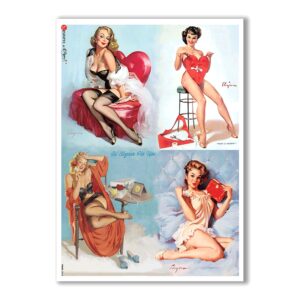 PINUP-0014. Papel de Arroz pin-up para decoupage.