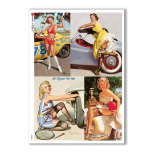 PINUP-0015. Papel de Arroz pin-up para decoupage.