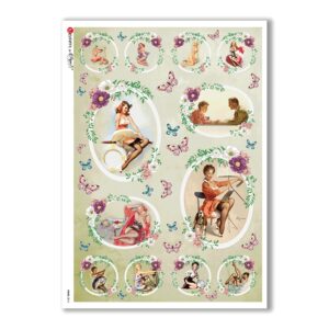 PINUP-0016. Papel de Arroz pin-up para decoupage.