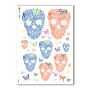 SKULL-0005. Papel de Arroz cráneos para decoupage.
