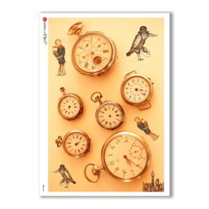 TIME-0001. Papel de Arroz relojes para decoupage.