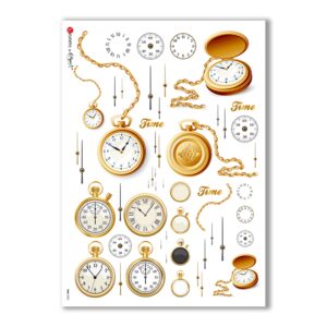 TIME-0002. Papel de Arroz relojes para decoupage.