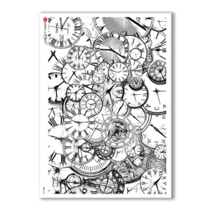 TIME-0003. Papel de Arroz relojes para decoupage.