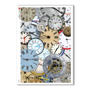 TIME-0005. Papel de Arroz relojes para decoupage.