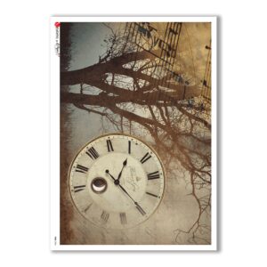 TIME-0006. Papel de Arroz relojes para decoupage.