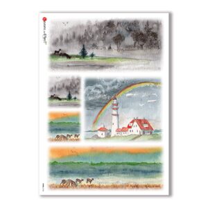 VIEWS-0136. Papel de Arroz paisajes para decoupage.