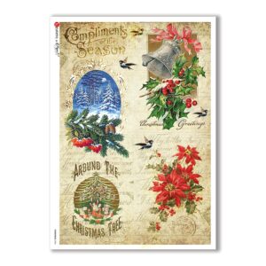 CHRISTMAS-0284. Papel de Arroz Navidad victoriano para decoupage.