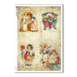 CHRISTMAS-0292. Papel de Arroz Navidad victoriano para decoupage.