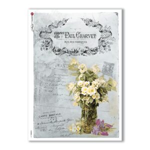 FLOWERS-0317. Papel de Arroz victoriano flores para decoupage.