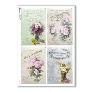 FLOWERS-0319. Papel de Arroz victoriano flores para decoupage.