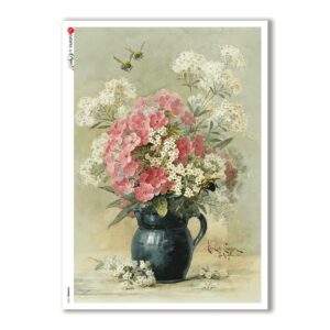 FLOWERS-0320. Papel de Arroz victoriano flores para decoupage.