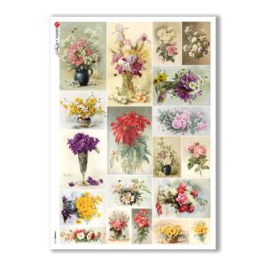 FLOWERS-0321. Papel de Arroz victoriano flores para decoupage.