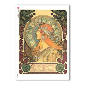 NOUVEAU-0011. Papel de Arroz art nouveau para decoupage.