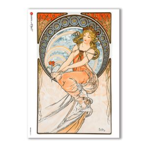 NOUVEAU-0012. Papel de Arroz art nouveau para decoupage.