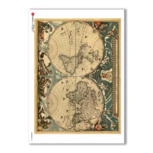 OLD-MAPS-0032. Papel de Arroz mapas antiguos para decoupage.