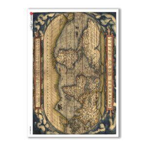 OLD-MAPS-0033. Papel de Arroz mapas antiguos para decoupage.