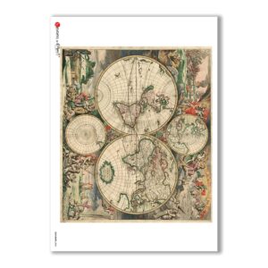 OLD-MAPS-0034. Papel de Arroz mapas antiguos para decoupage.
