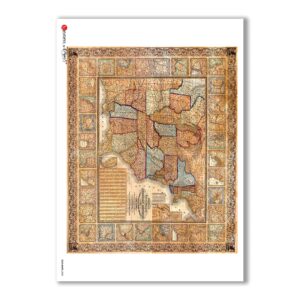 OLD-MAPS-0035. Papel de Arroz mapas antiguos para decoupage.