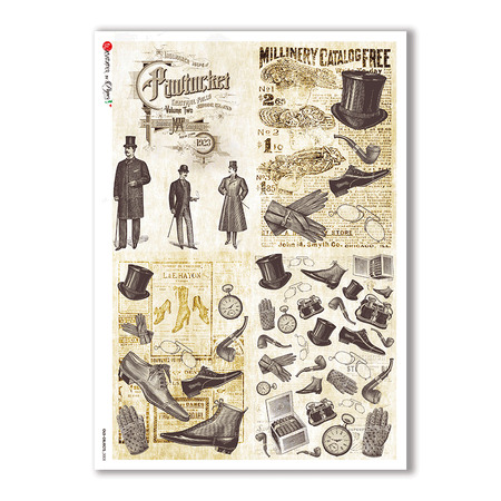 OLD OBJECTS-0008. Papel de Arroz objetos antiguos para decoupage.