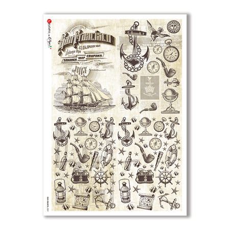 OLD OBJECTS-0009. Papel de Arroz objetos antiguos para decoupage.