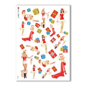 PINUP-0017. Papel de Arroz pin-up para decoupage.