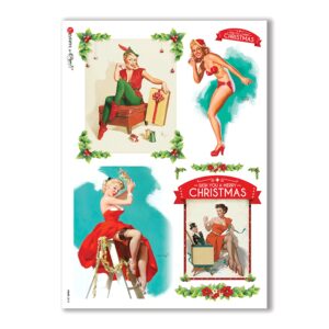 PINUP-0018. Papel de Arroz pin-up para decoupage.