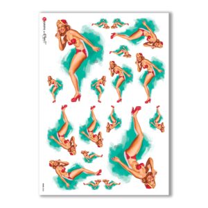 PINUP-0020. Papel de Arroz pin-up para decoupage.