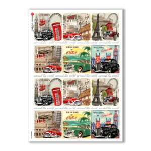 VEHICLES-0024. Papel de Arroz vehículos para decoupage.