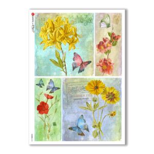 FLOWERS-0323. Papel de Arroz victoriano flores para decoupage.