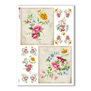 FLOWERS-0324. Papel de Arroz flores para decoupage.