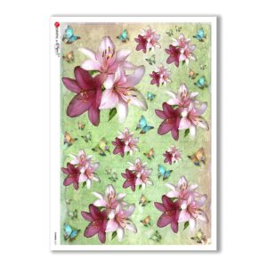 FLOWERS-0327. Papel de Arroz victoriano flores para decoupage.
