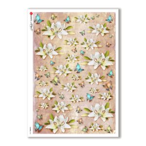 FLOWERS-0328. Papel de Arroz victoriano flores para decoupage.