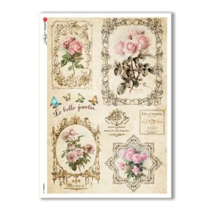 FLOWERS-0329. Papel de Arroz victoriano flores para decoupage.