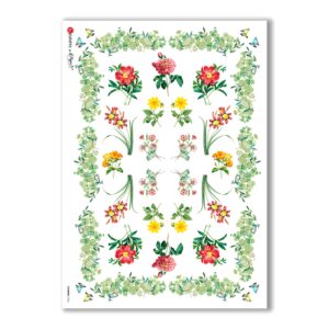 FLOWERS-0335. Papel de Arroz flores para decoupage.